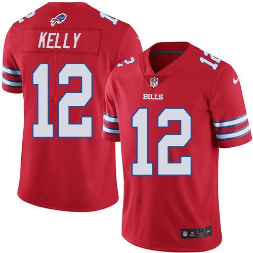 Men Buffalo Bills #12 Jim Kelly Nike Red Game Retired Player NFL Jersey